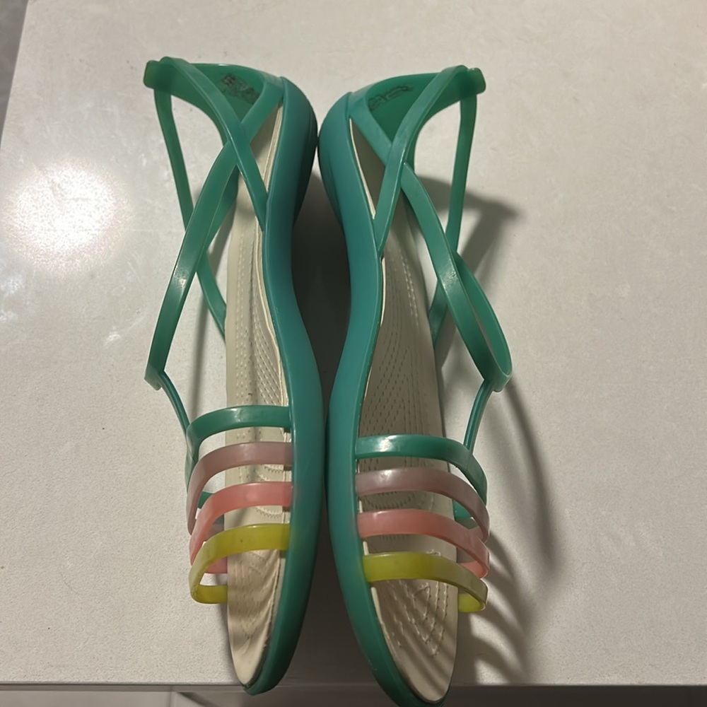 Crocs Isabella Flat Sandal Shoes Women’s Island Green size 9 Kelly sandals - Picture 8 of 13